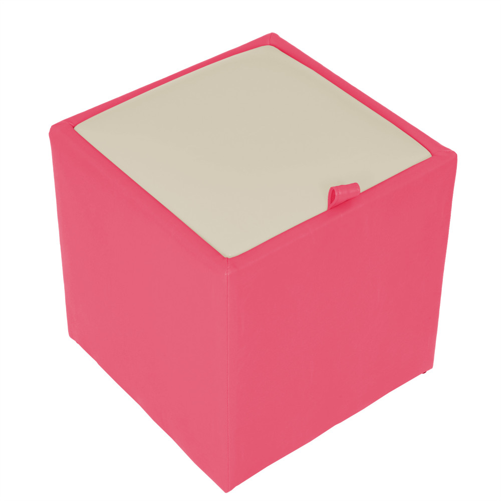 Taburet Box - imitatie piele roz/crem - 21896/21834 Taburet Box - imitatie piele roz/crem - 21896/21834