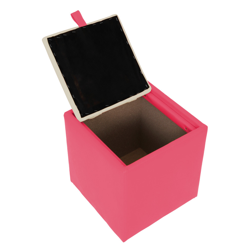 Taburet Box - imitatie piele roz/crem - 21896/21834 Taburet Box - imitatie piele roz/crem - 21896/21834