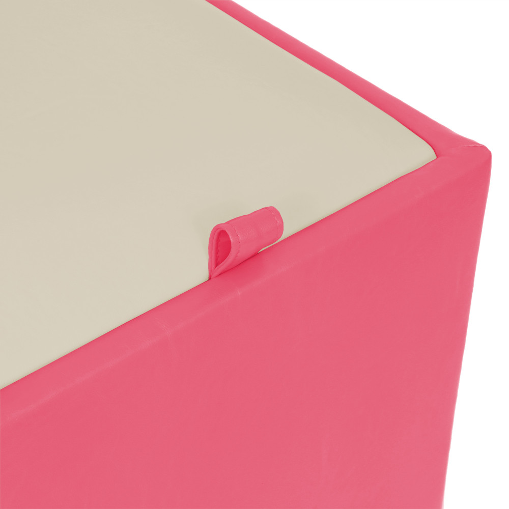 Taburet Box - imitatie piele roz/crem - 21896/21834 Taburet Box - imitatie piele roz/crem - 21896/21834