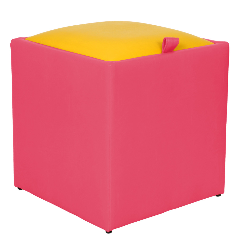 Taburet Box - imitatie piele roz/galben - 21896/22168 Taburet Box - imitatie piele roz/galben - 21896/22168