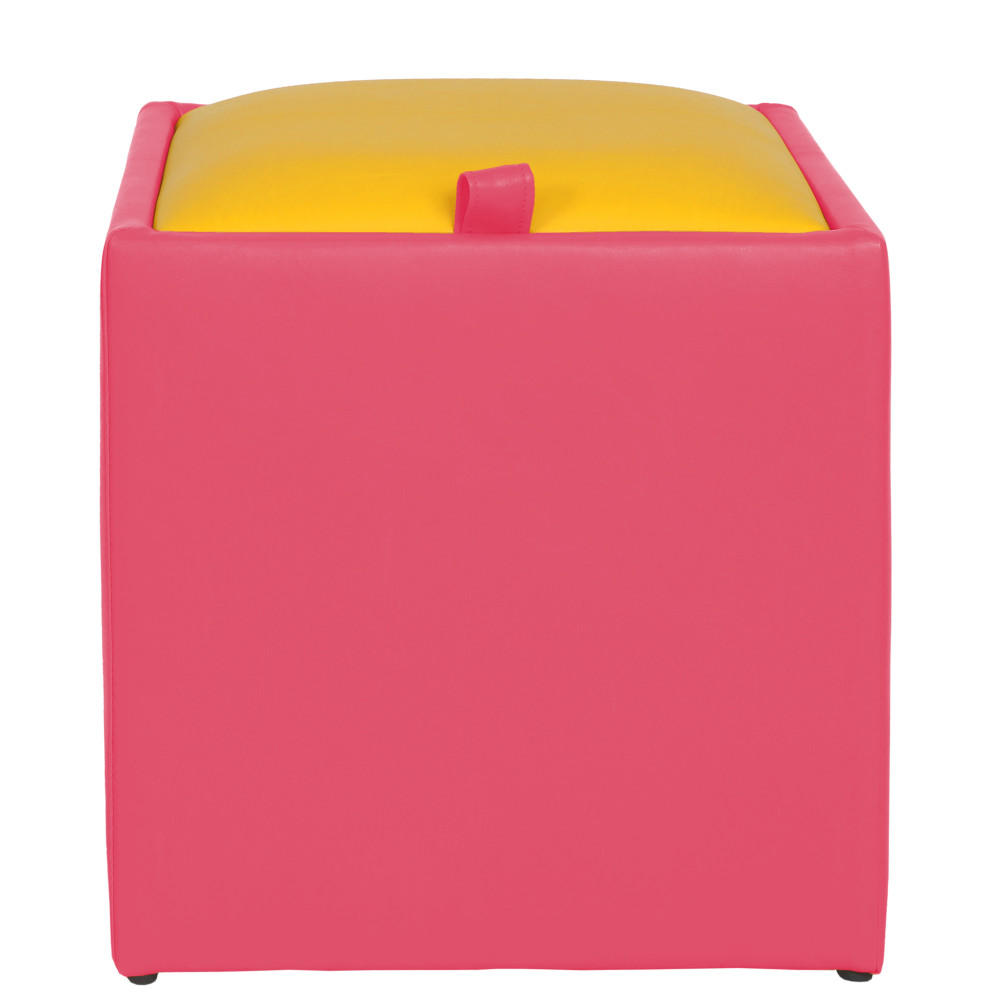 Taburet Box - imitatie piele roz/galben - 21896/22168 Taburet Box - imitatie piele roz/galben - 21896/22168