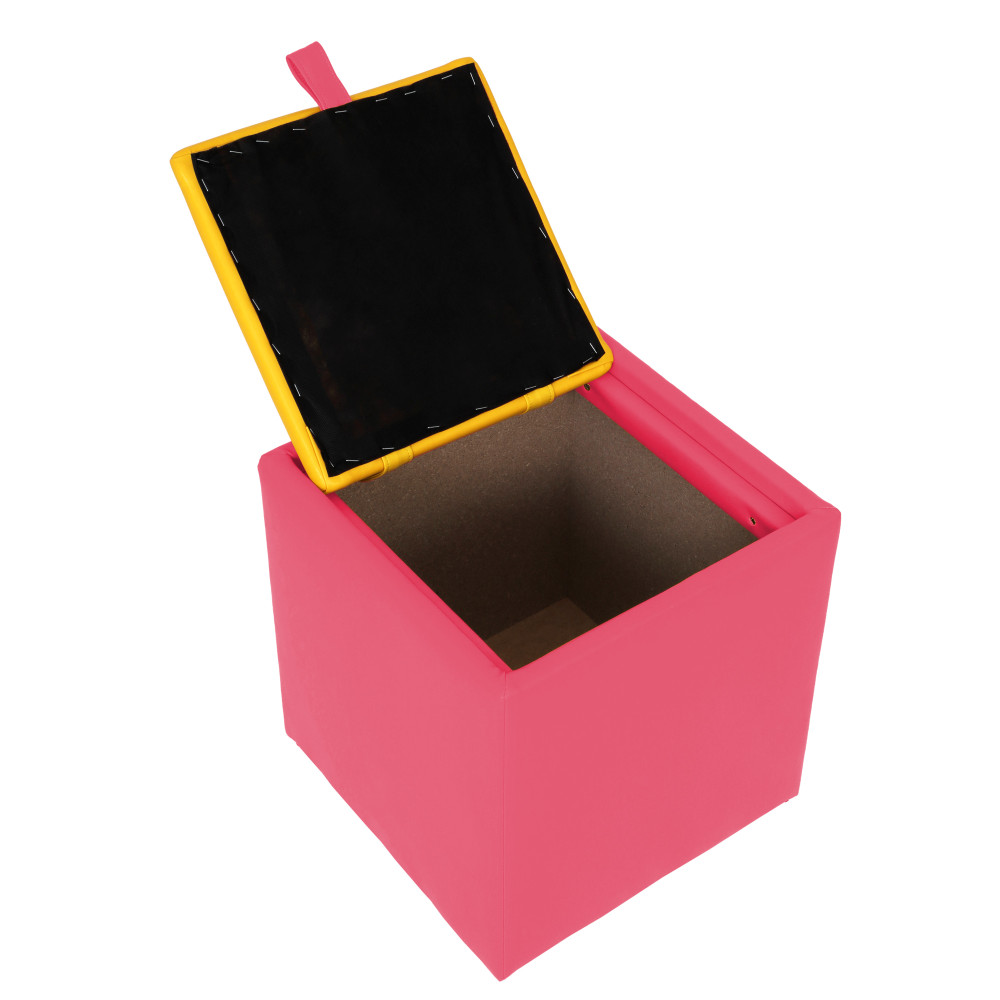 Taburet Box - imitatie piele roz/galben - 21896/22168 Taburet Box - imitatie piele roz/galben - 21896/22168