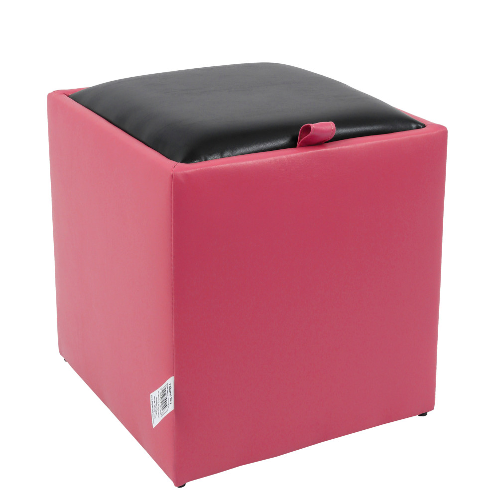 Taburet Box - imitatie piele roz/negru - 21896/21901 Taburet Box - imitatie piele roz/negru - 21896/21901