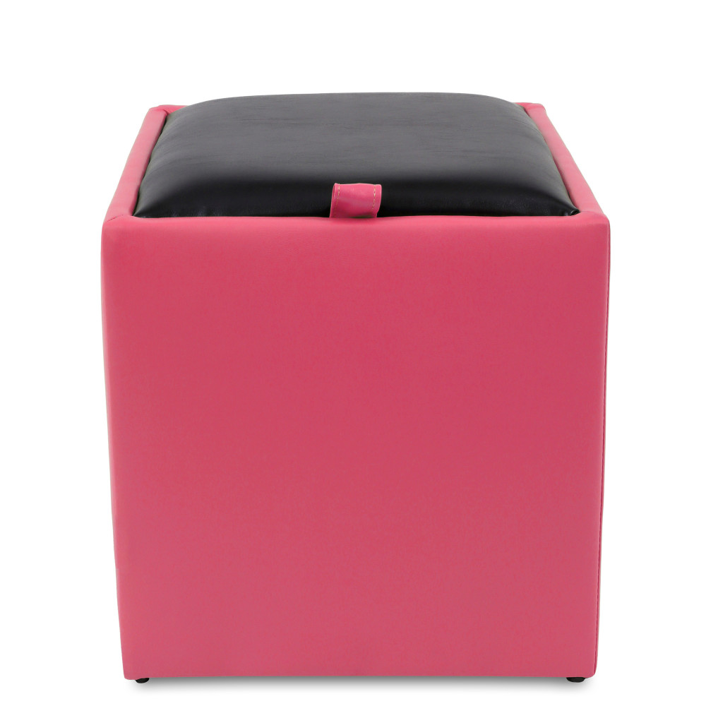 Taburet Box - imitatie piele roz/negru - 21896/21901 Taburet Box - imitatie piele roz/negru - 21896/21901