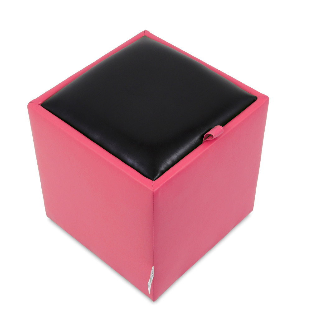 Taburet Box - imitatie piele roz/negru - 21896/21901 Taburet Box - imitatie piele roz/negru - 21896/21901
