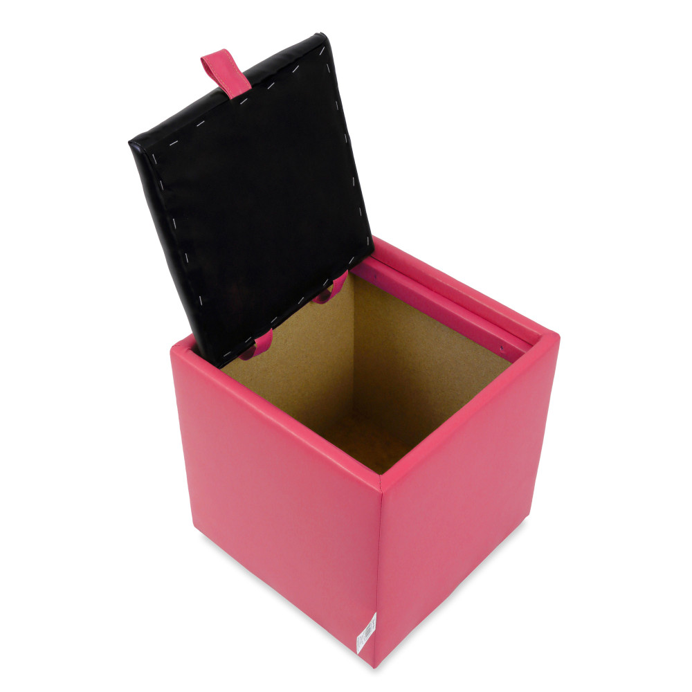 Taburet Box - imitatie piele roz/negru - 21896/21901 Taburet Box - imitatie piele roz/negru - 21896/21901