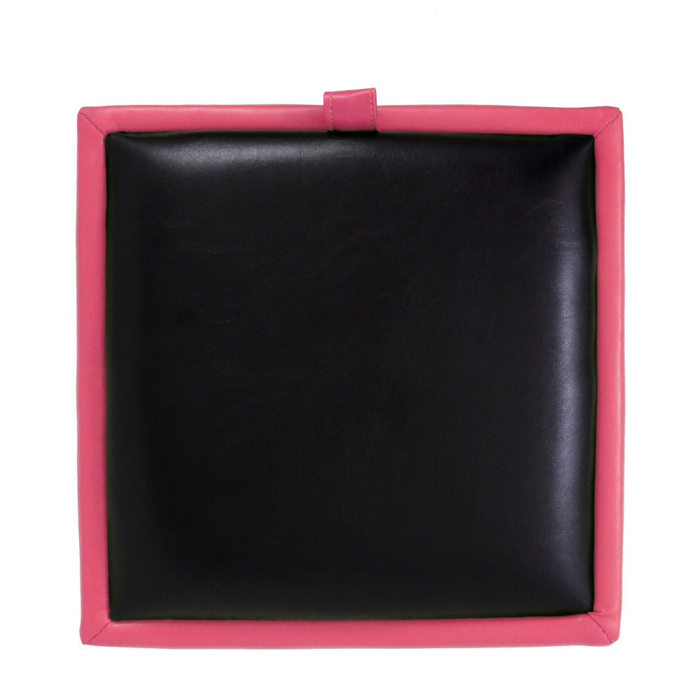 Taburet Box - imitatie piele roz/negru - 21896/21901 Taburet Box - imitatie piele roz/negru - 21896/21901