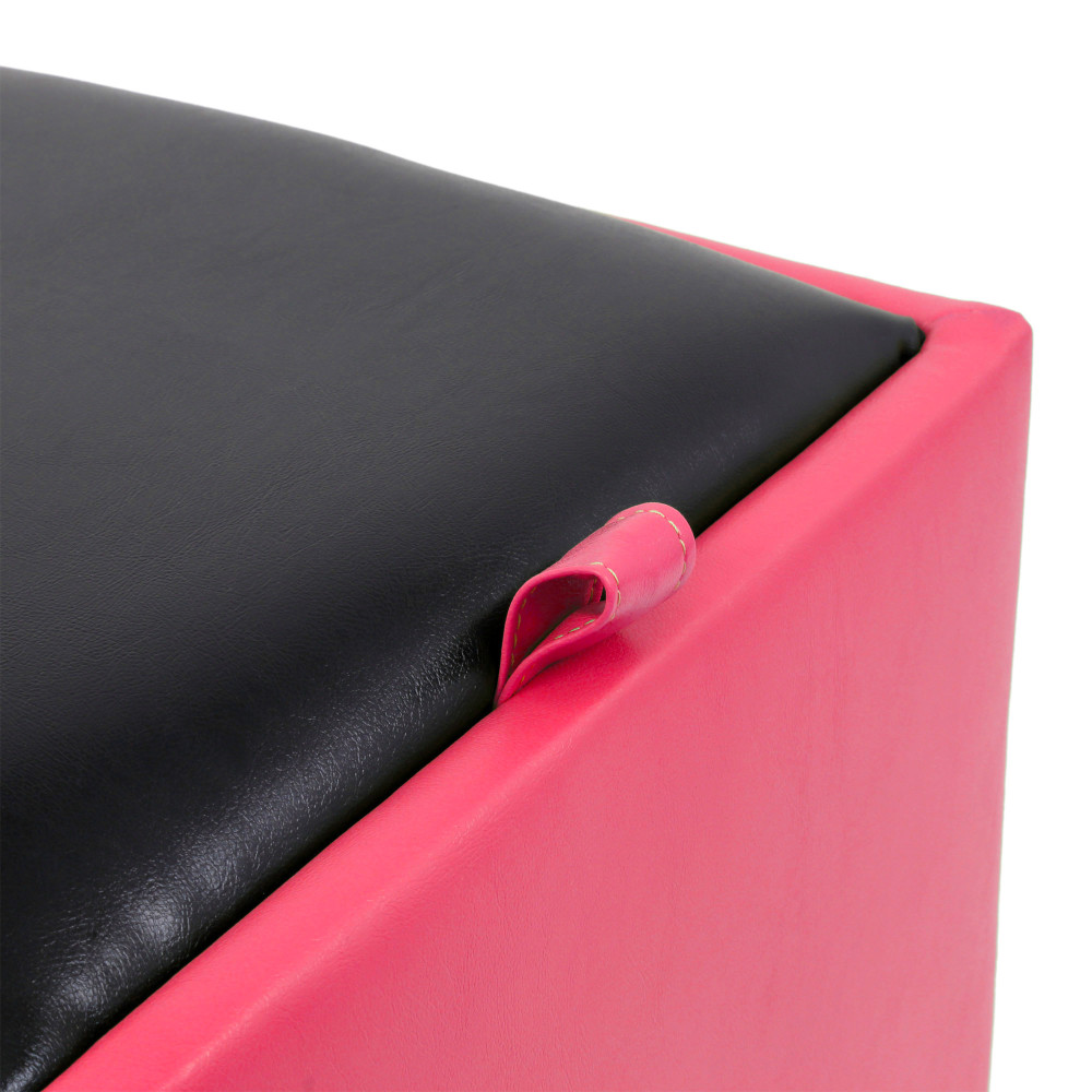 Taburet Box - imitatie piele roz/negru - 21896/21901 Taburet Box - imitatie piele roz/negru - 21896/21901