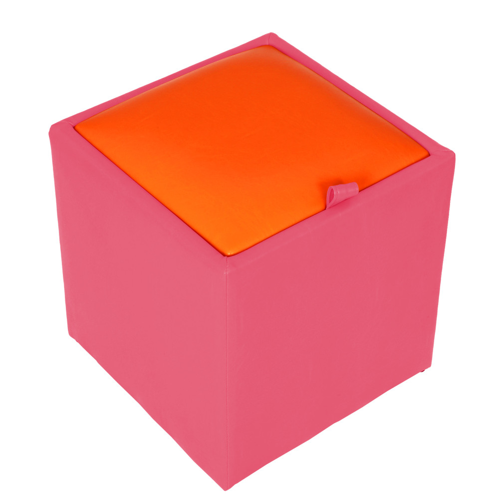 Taburet Box - imitatie piele roz/portocaliu - 21896/21895 Taburet Box - imitatie piele roz/portocaliu - 21896/21895