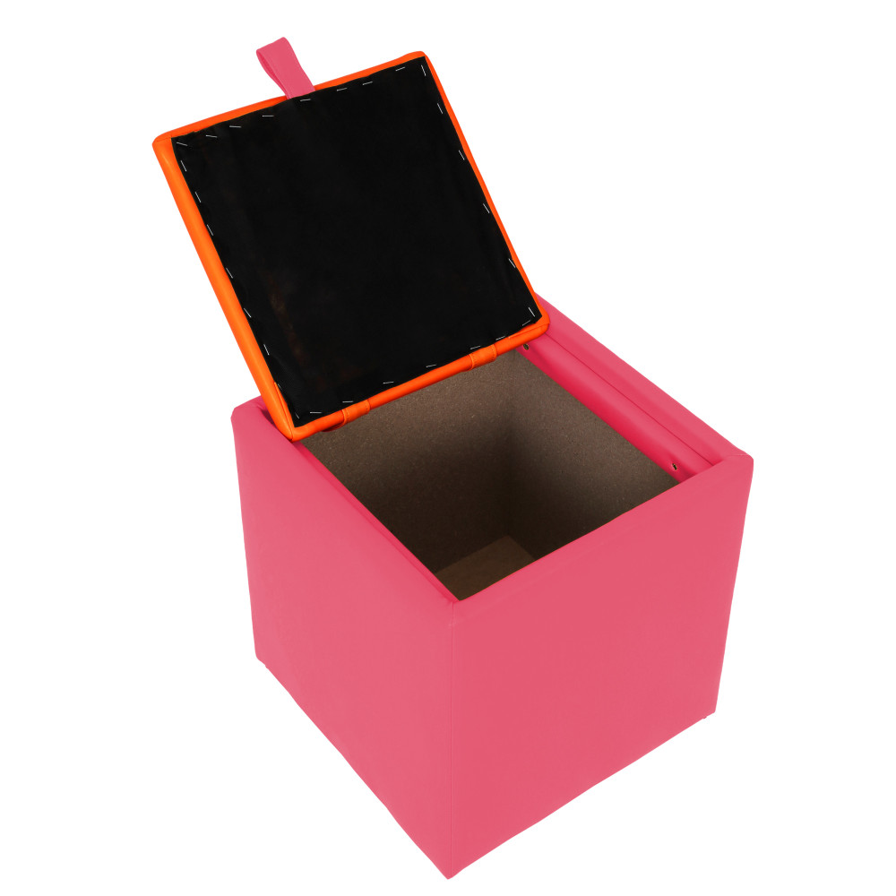 Taburet Box - imitatie piele roz/portocaliu - 21896/21895 Taburet Box - imitatie piele roz/portocaliu - 21896/21895