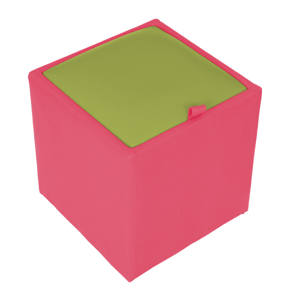 Taburet Box - imitatie piele roz/verde - 21896/21899 Taburet Box - imitatie piele roz/verde - 21896/21899