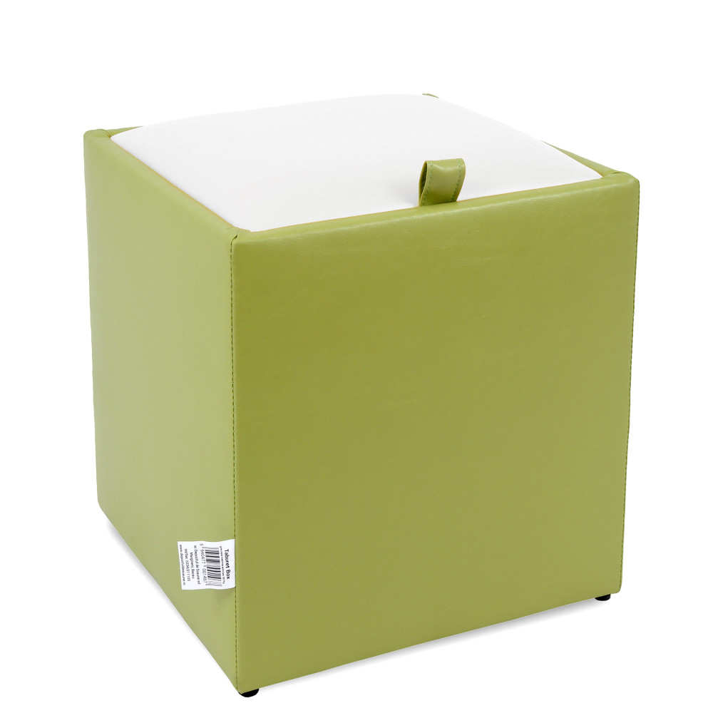 Taburet Box - imitatie piele verde/alb - 21899/21894 Taburet Box - imitatie piele verde/alb - 21899/21894