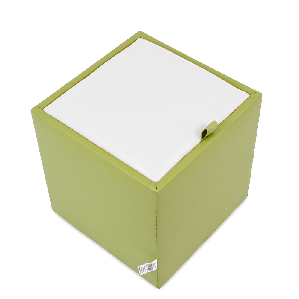 Taburet Box - imitatie piele verde/alb - 21899/21894 Taburet Box - imitatie piele verde/alb - 21899/21894
