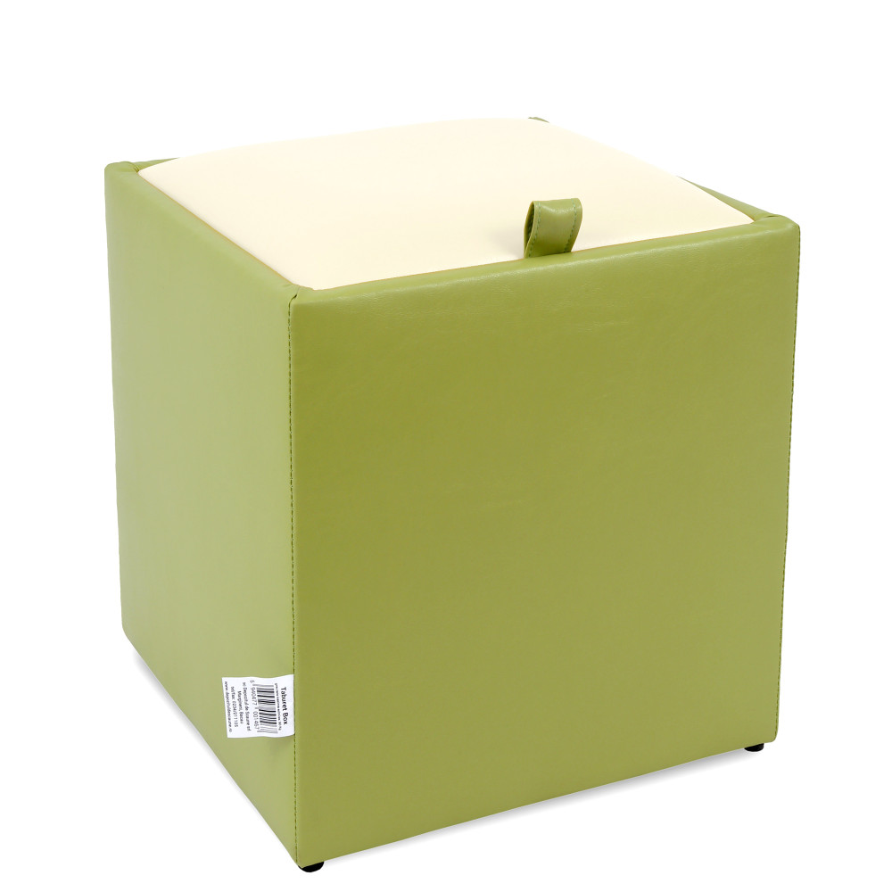Taburet Box - imitatie piele verde/crem - 21899/21834 Taburet Box - imitatie piele verde/crem - 21899/21834
