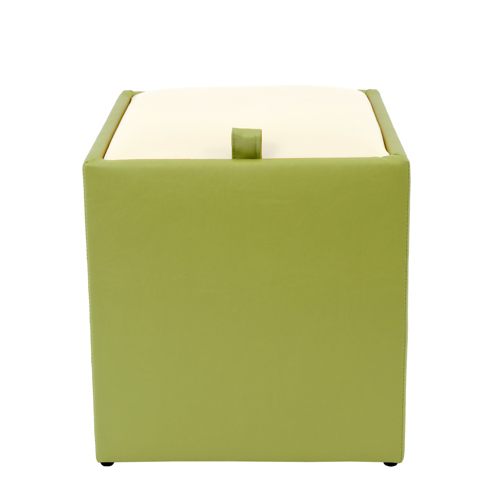 Taburet Box - imitatie piele verde/crem - 21899/21834 Taburet Box - imitatie piele verde/crem - 21899/21834