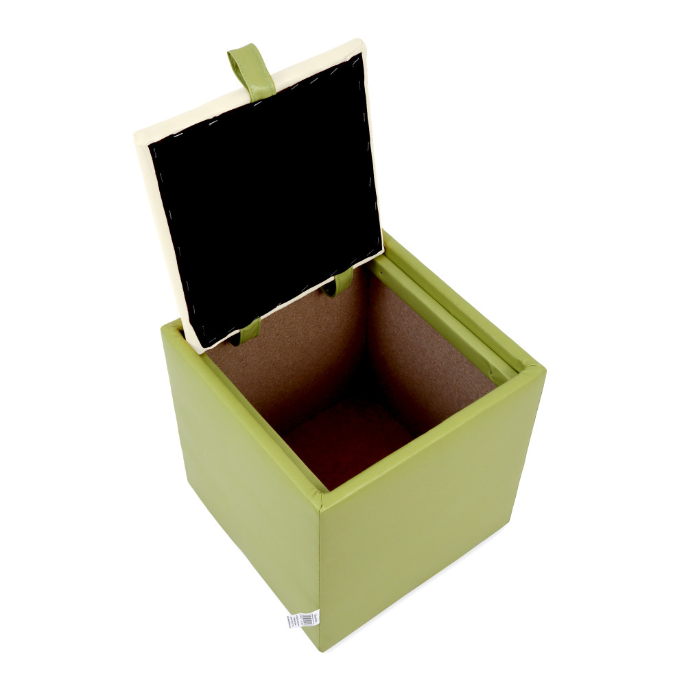 Taburet Box - imitatie piele verde/crem - 21899/21834 Taburet Box - imitatie piele verde/crem - 21899/21834