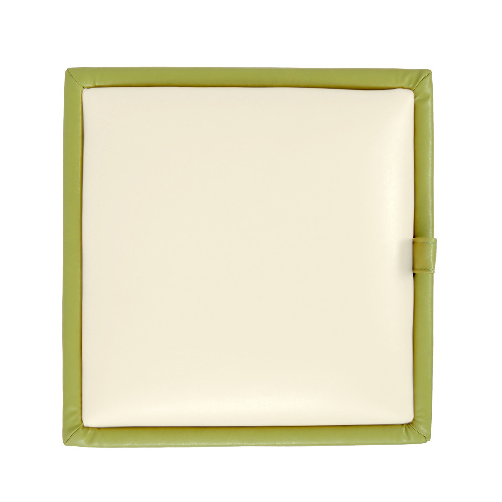 Taburet Box - imitatie piele verde/crem - 21899/21834 Taburet Box - imitatie piele verde/crem - 21899/21834