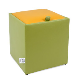 Taburet Box - imitatie piele verde/galben - 21899/22168 Taburet Box - imitatie piele verde/galben - 21899/22168
