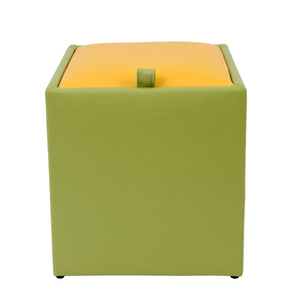 Taburet Box - imitatie piele verde/galben - 21899/22168 Taburet Box - imitatie piele verde/galben - 21899/22168