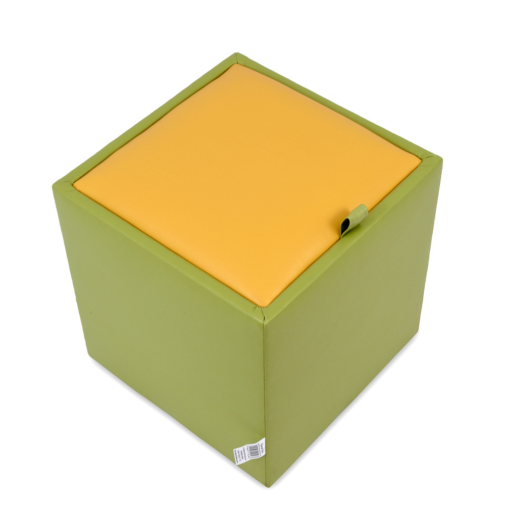 Taburet Box - imitatie piele verde/galben - 21899/22168 Taburet Box - imitatie piele verde/galben - 21899/22168