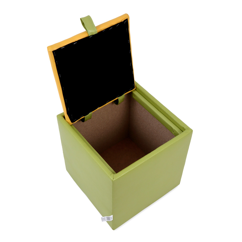 Taburet Box - imitatie piele verde/galben - 21899/22168 Taburet Box - imitatie piele verde/galben - 21899/22168