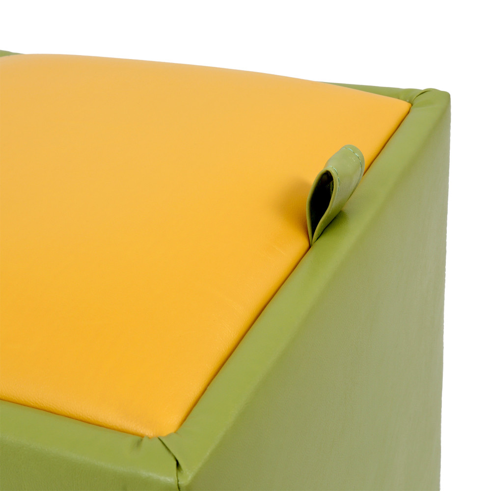 Taburet Box - imitatie piele verde/galben - 21899/22168 Taburet Box - imitatie piele verde/galben - 21899/22168