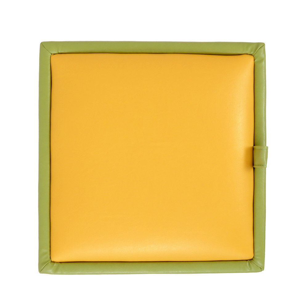 Taburet Box - imitatie piele verde/galben - 21899/22168 Taburet Box - imitatie piele verde/galben - 21899/22168
