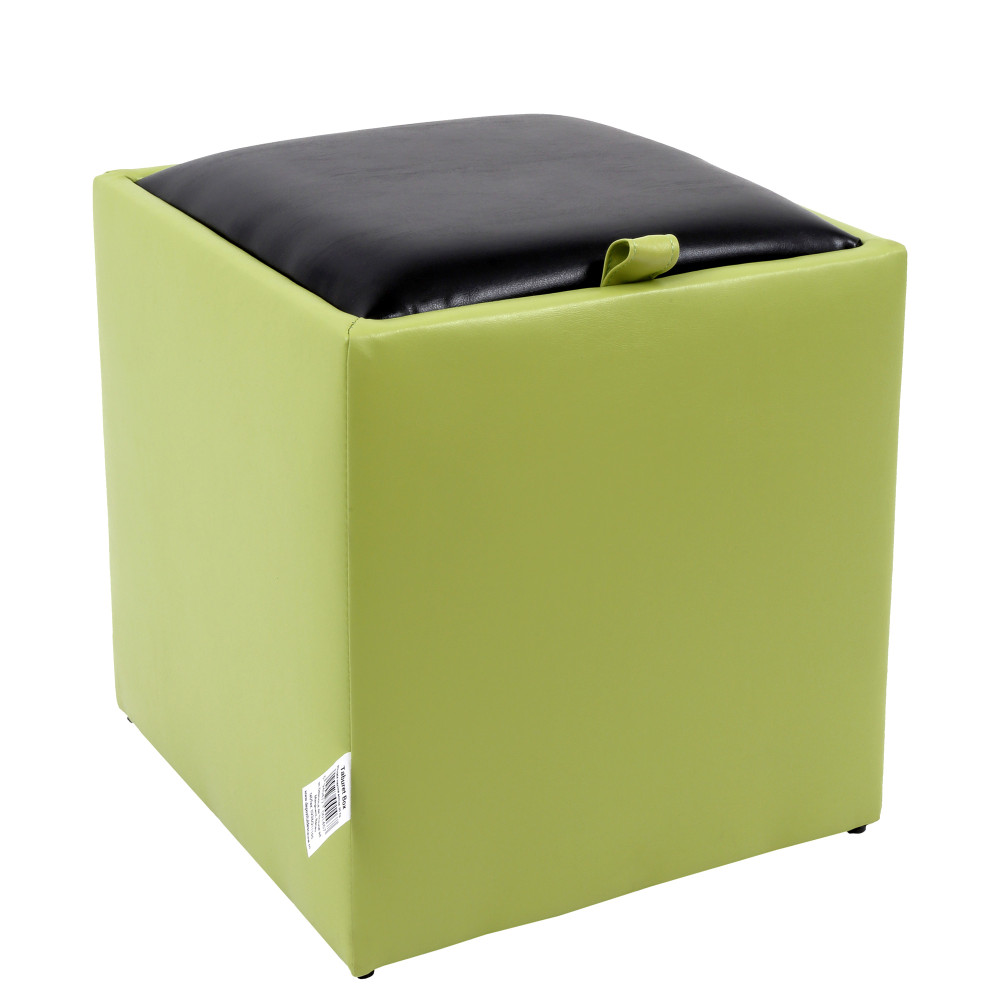 Taburet Box - imitatie piele verde/negru - 21899/21901 Taburet Box - imitatie piele verde/negru - 21899/21901