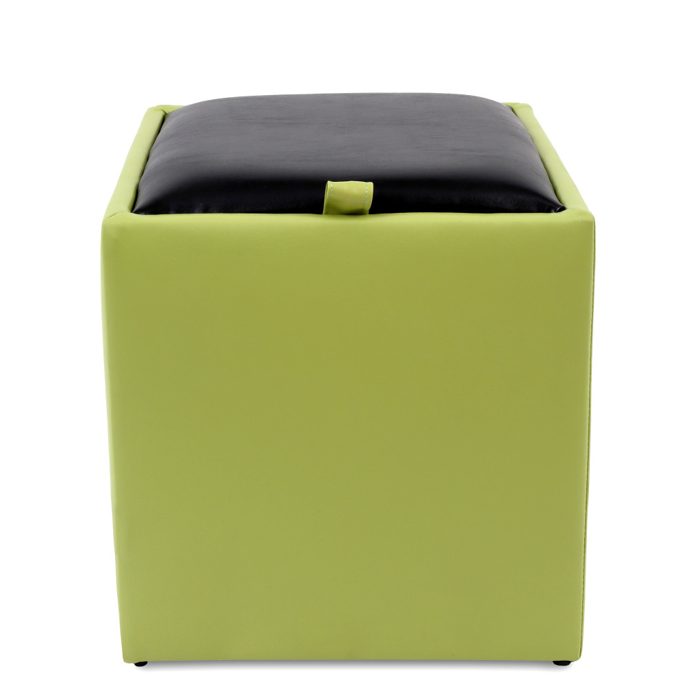 Taburet Box - imitatie piele verde/negru - 21899/21901 Taburet Box - imitatie piele verde/negru - 21899/21901