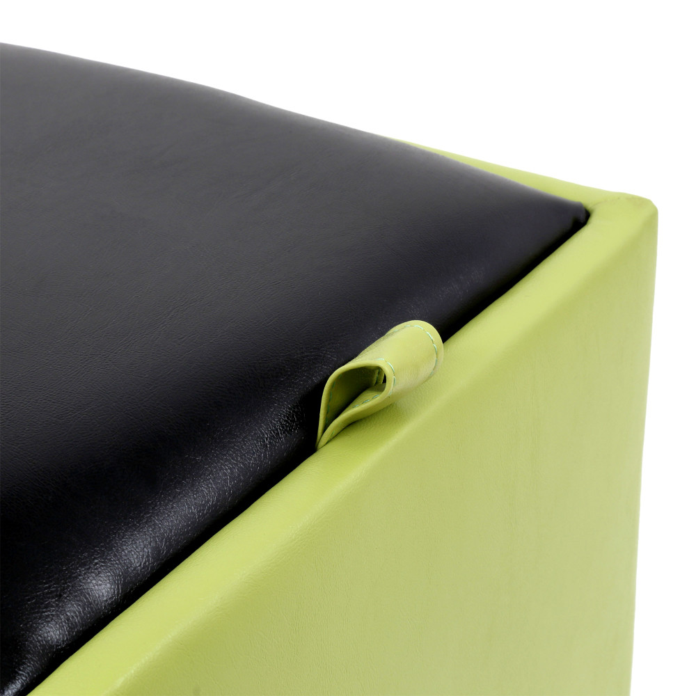 Taburet Box - imitatie piele verde/negru - 21899/21901 Taburet Box - imitatie piele verde/negru - 21899/21901