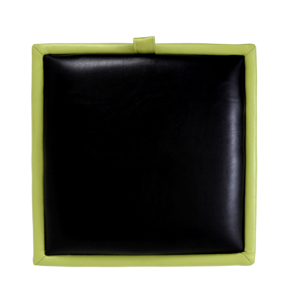 Taburet Box - imitatie piele verde/negru - 21899/21901 Taburet Box - imitatie piele verde/negru - 21899/21901