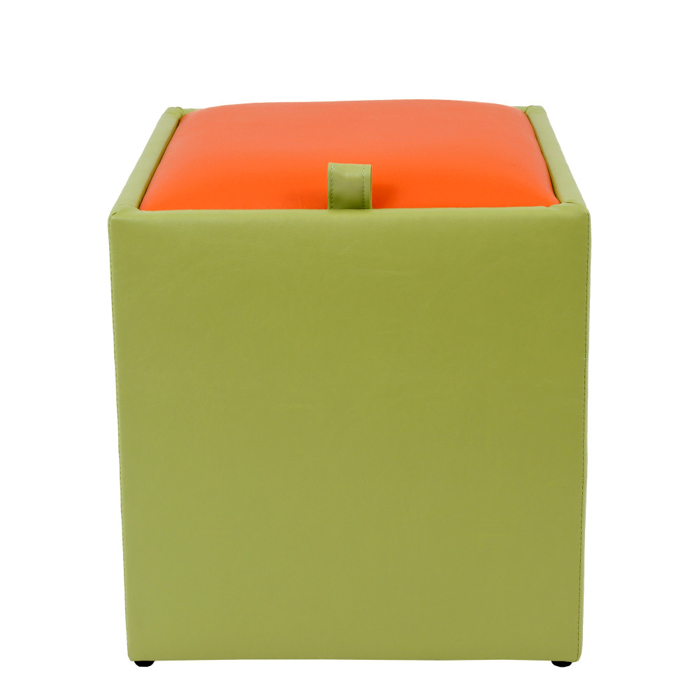 Taburet Box - imitatie piele verde/portocaliu - 21899/21895 Taburet Box - imitatie piele verde/portocaliu - 21899/21895