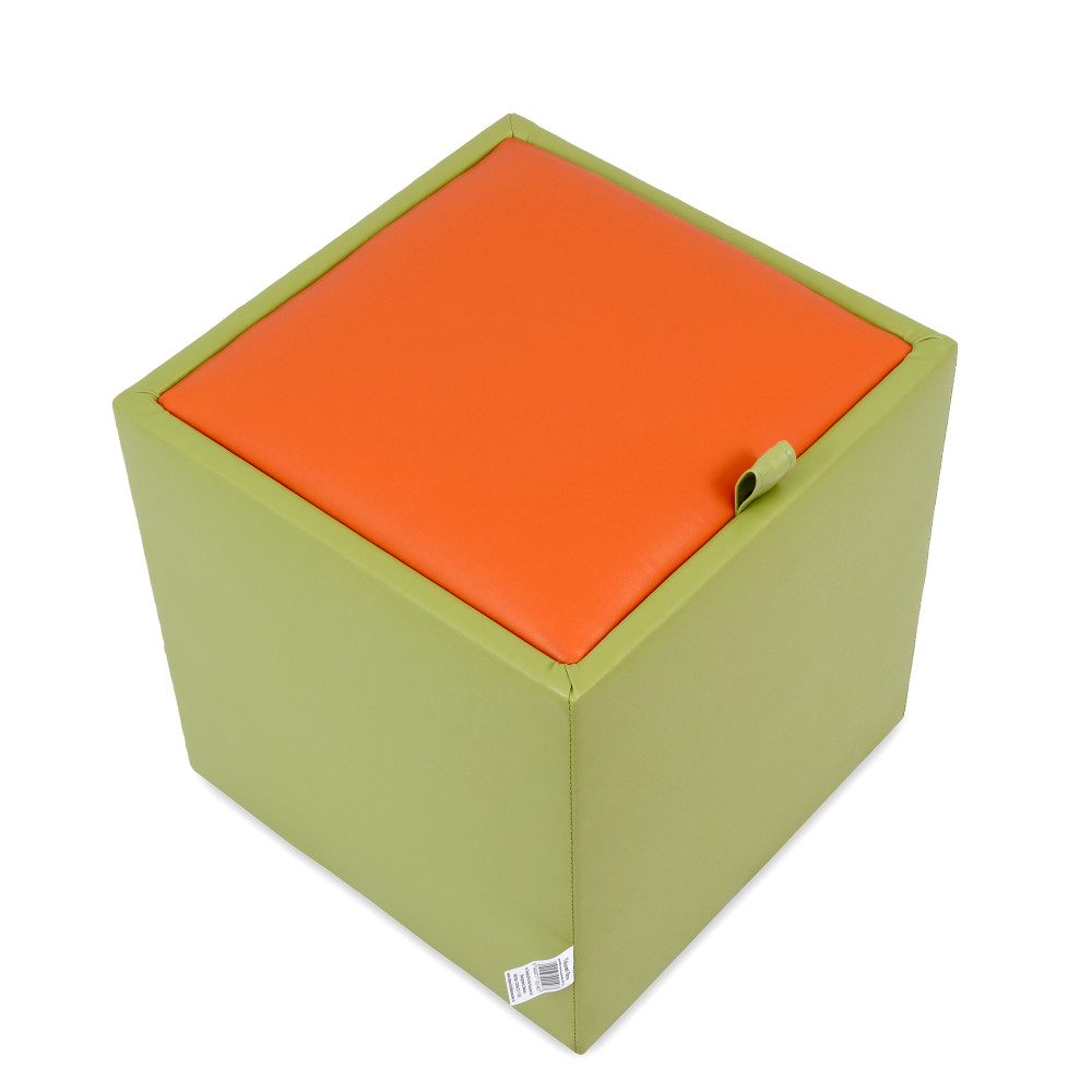 Taburet Box - imitatie piele verde/portocaliu - 21899/21895 Taburet Box - imitatie piele verde/portocaliu - 21899/21895