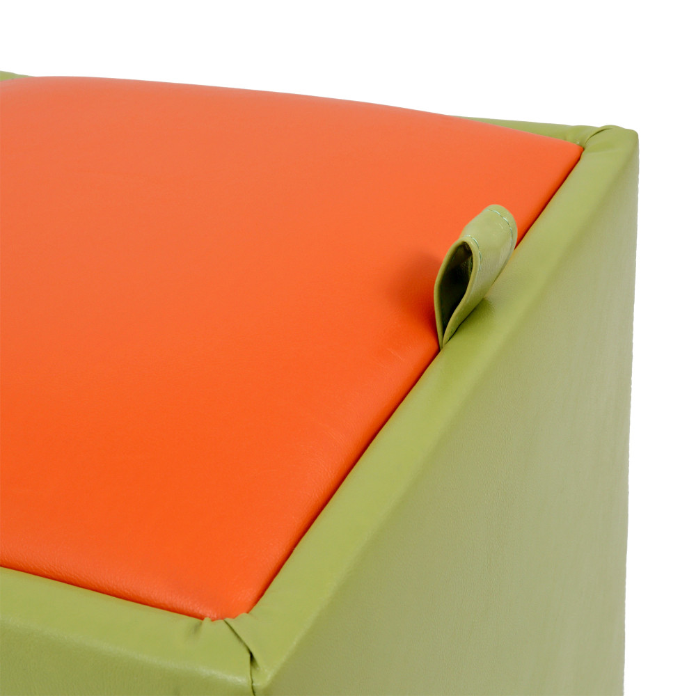 Taburet Box - imitatie piele verde/portocaliu - 21899/21895 Taburet Box - imitatie piele verde/portocaliu - 21899/21895