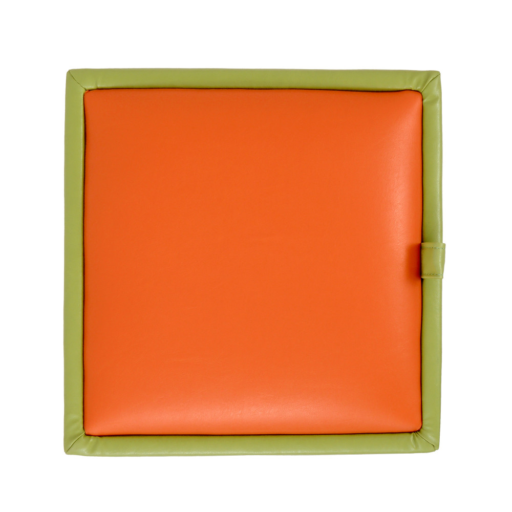 Taburet Box - imitatie piele verde/portocaliu - 21899/21895 Taburet Box - imitatie piele verde/portocaliu - 21899/21895