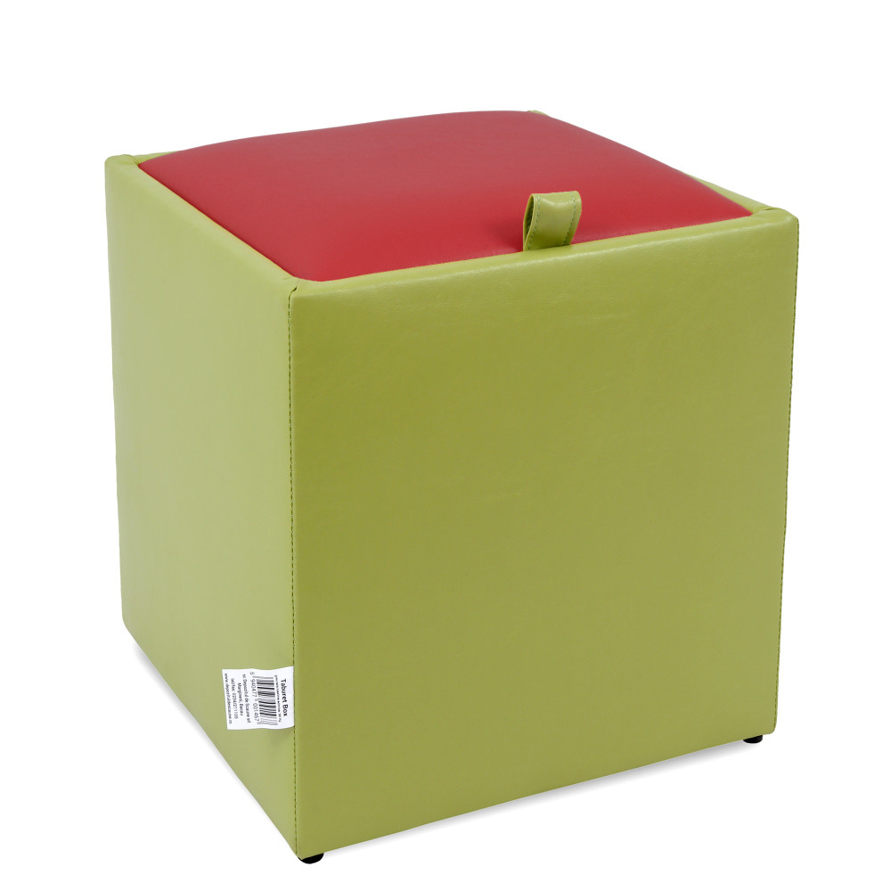Taburet Box - imitatie piele verde/rosu - 21899/21900 Taburet Box - imitatie piele verde/rosu - 21899/21900