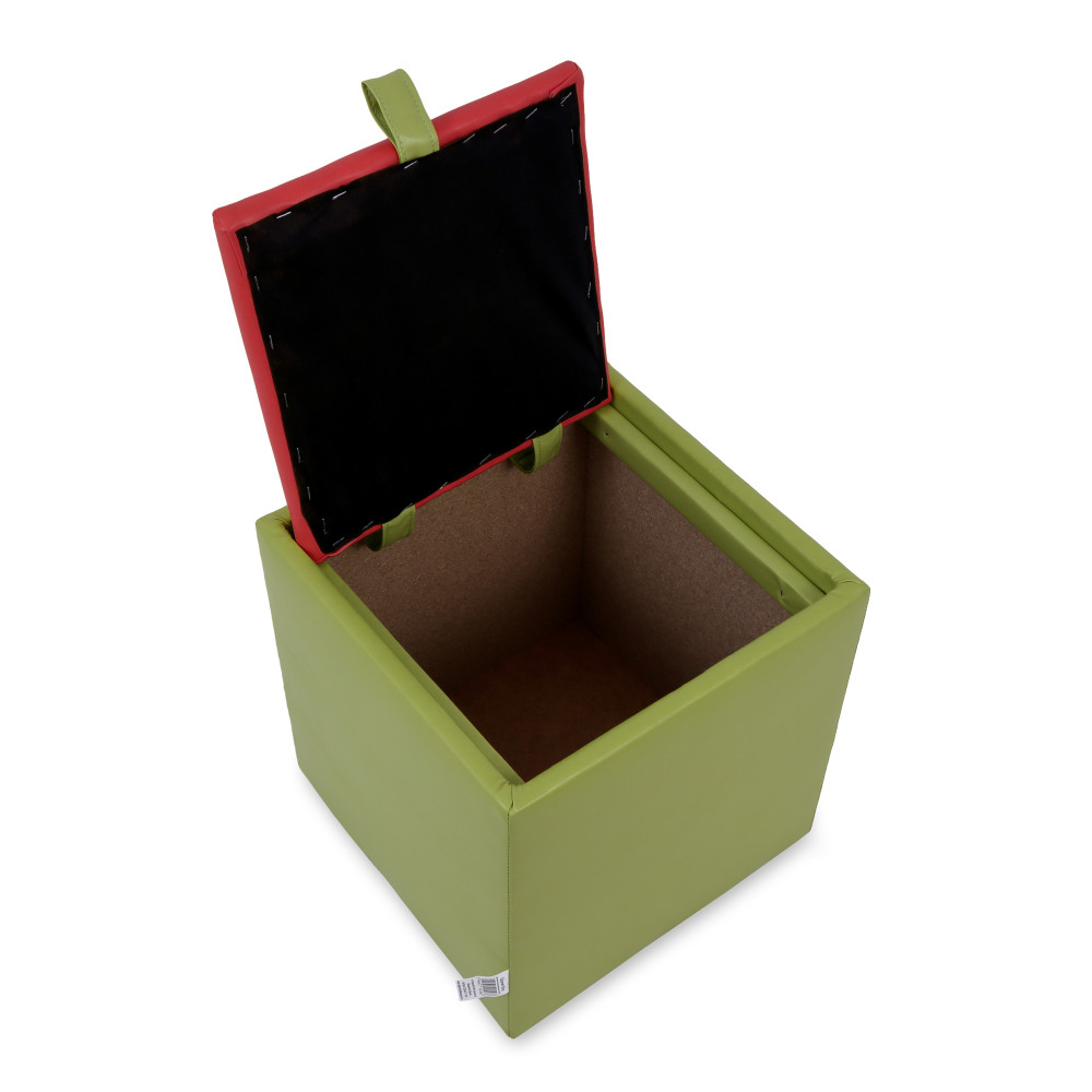 Taburet Box - imitatie piele verde/rosu - 21899/21900 Taburet Box - imitatie piele verde/rosu - 21899/21900