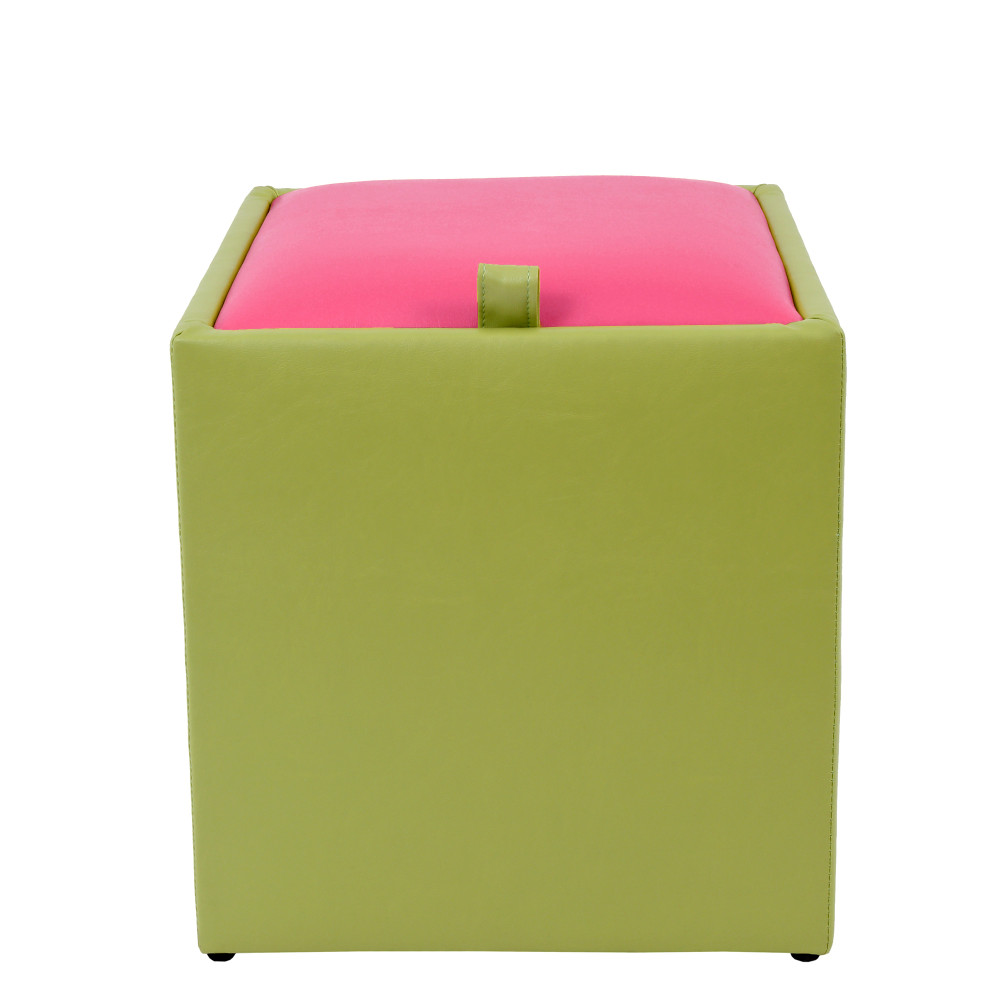 Taburet Box - imitatie piele verde/roz - 21899/21896 Taburet Box - imitatie piele verde/roz - 21899/21896