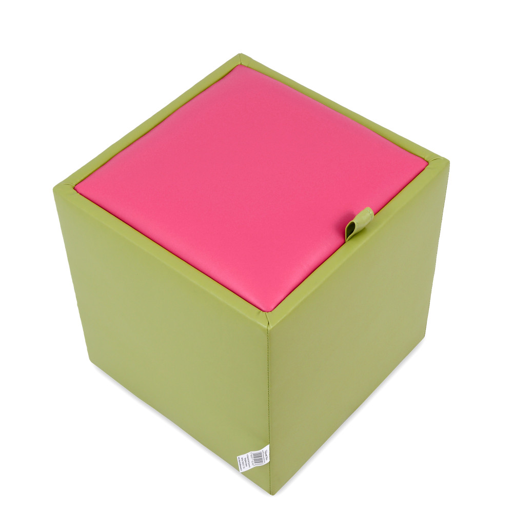 Taburet Box - imitatie piele verde/roz - 21899/21896 Taburet Box - imitatie piele verde/roz - 21899/21896