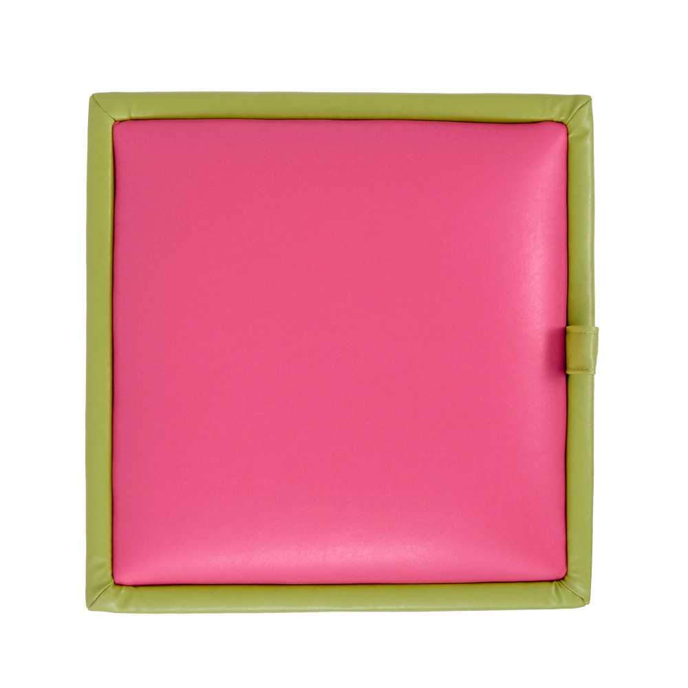 Taburet Box - imitatie piele verde/roz - 21899/21896 Taburet Box - imitatie piele verde/roz - 21899/21896