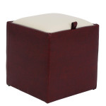 Taburet Box - imitatie piele bordo/crem - 21902/21834