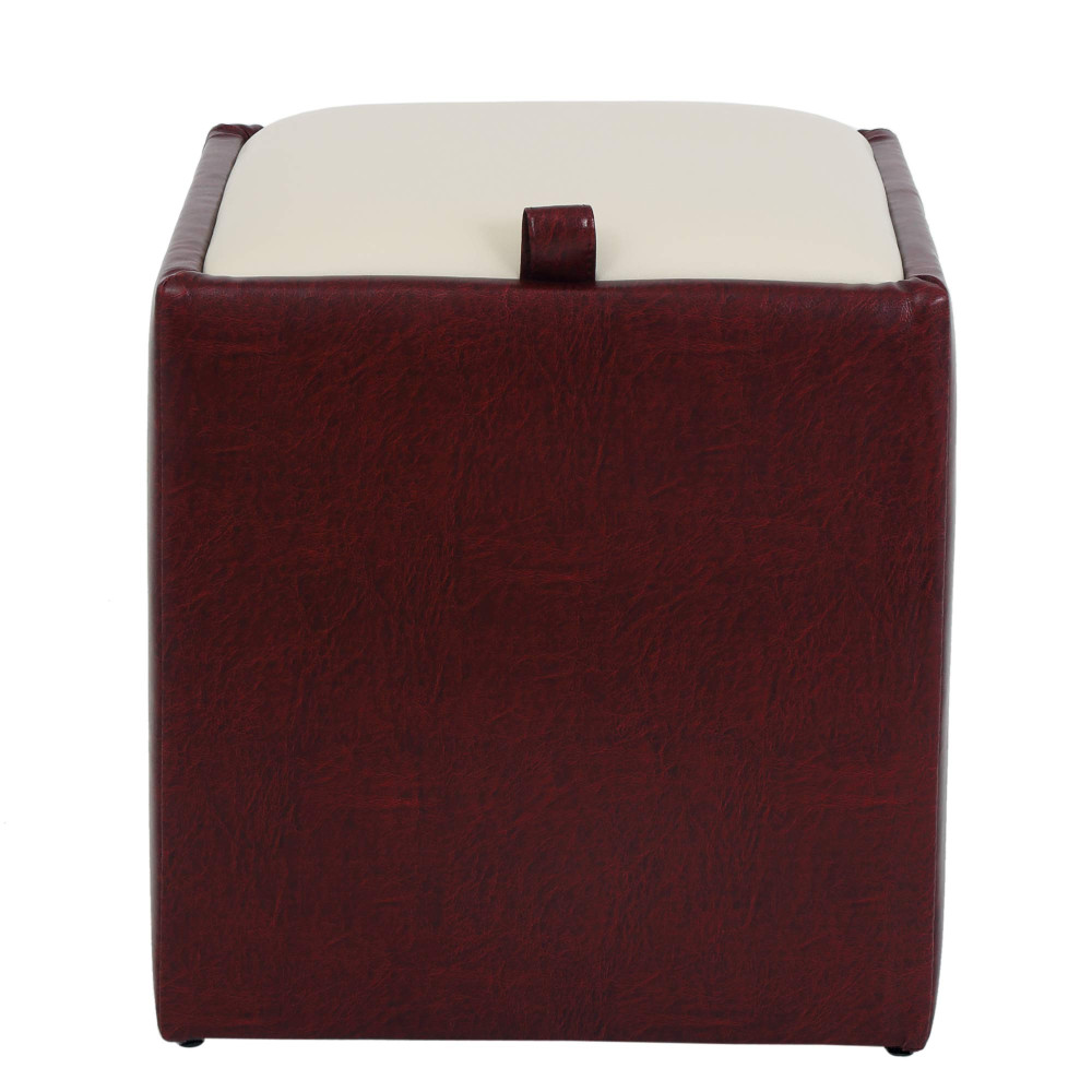 Taburet Box - imitatie piele bordo/crem - 21902/21834 Taburet Box - imitatie piele bordo/crem - 21902/21834