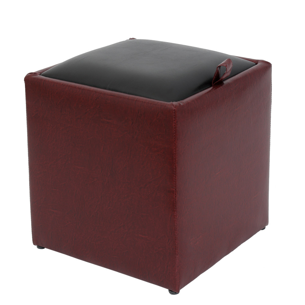 Taburet Box - imitatie piele bordo/negru - 21902/21901 Taburet Box - imitatie piele bordo/negru - 21902/21901