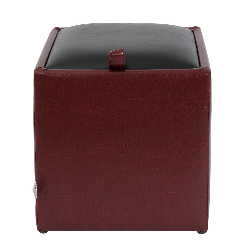 Taburet Box - imitatie piele bordo/negru - 21902/21901 Taburet Box - imitatie piele bordo/negru - 21902/21901
