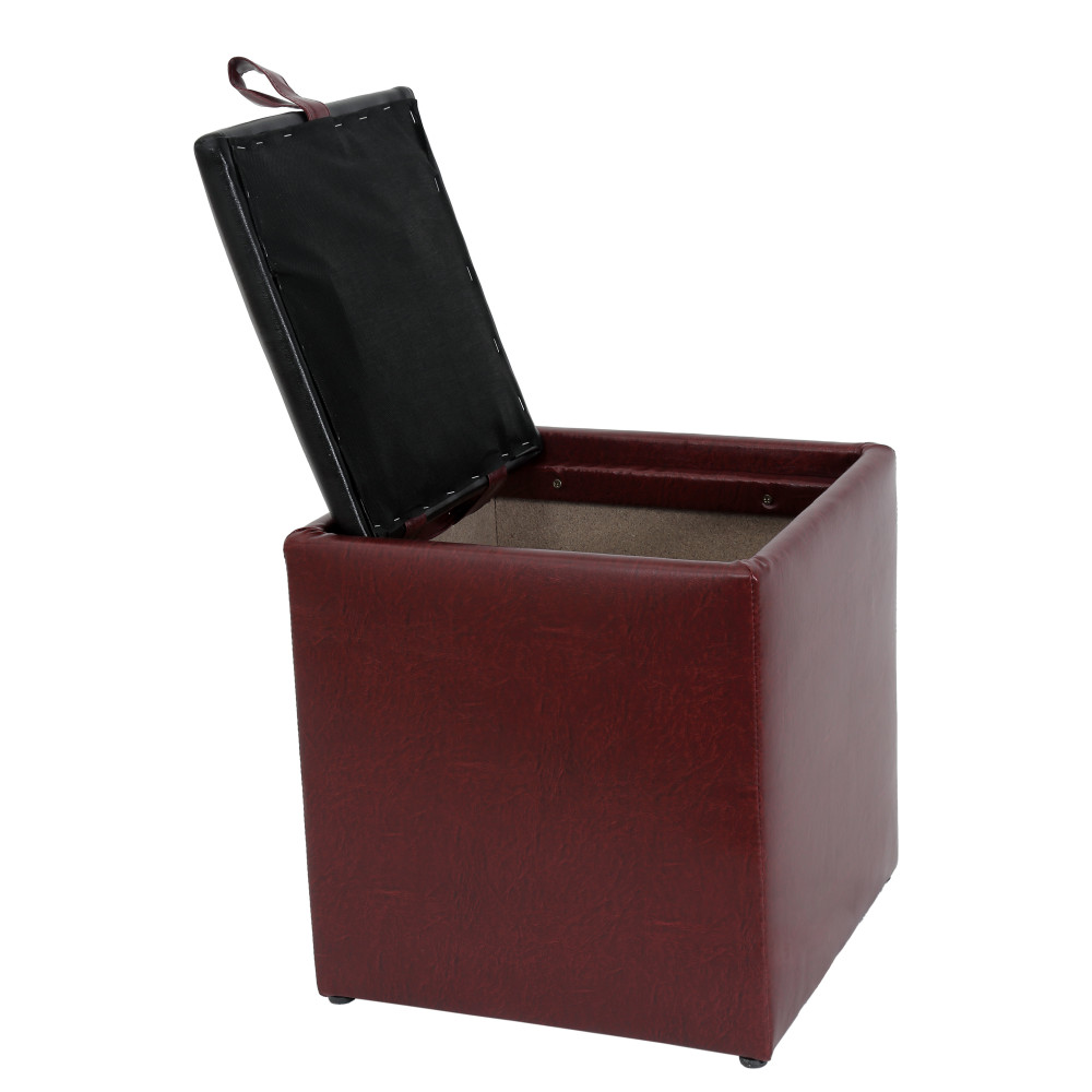 Taburet Box - imitatie piele bordo/negru - 21902/21901 Taburet Box - imitatie piele bordo/negru - 21902/21901