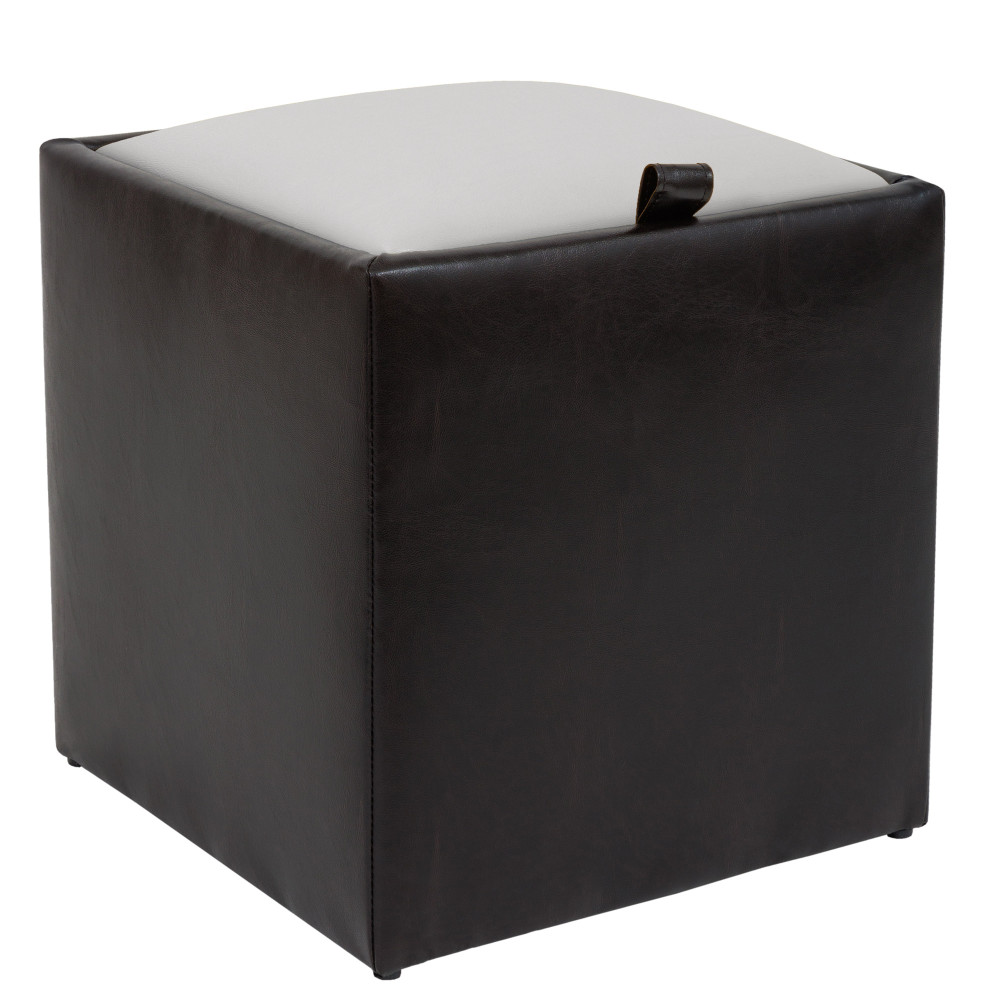 Taburet Box - imitatie piele wenge/alb - 21835/21894 Taburet Box - imitatie piele wenge/alb - 21835/21894