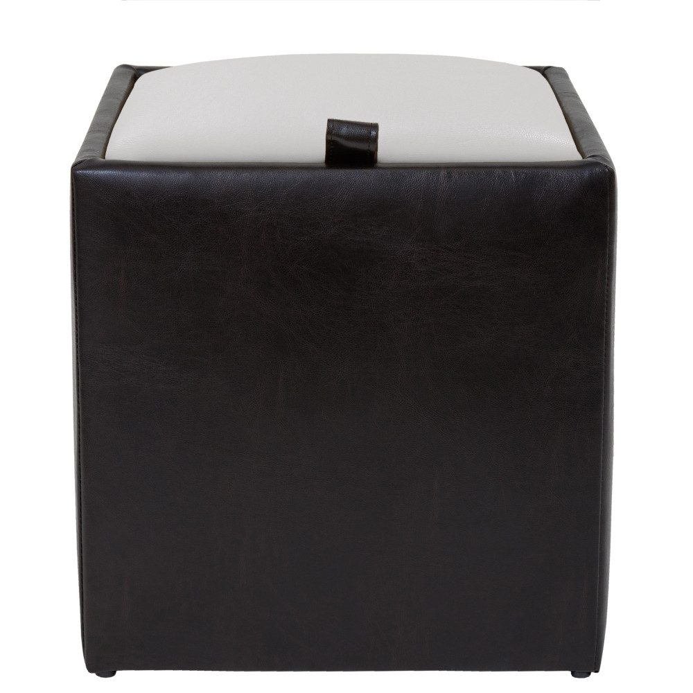Taburet Box - imitatie piele wenge/alb - 21835/21894 Taburet Box - imitatie piele wenge/alb - 21835/21894