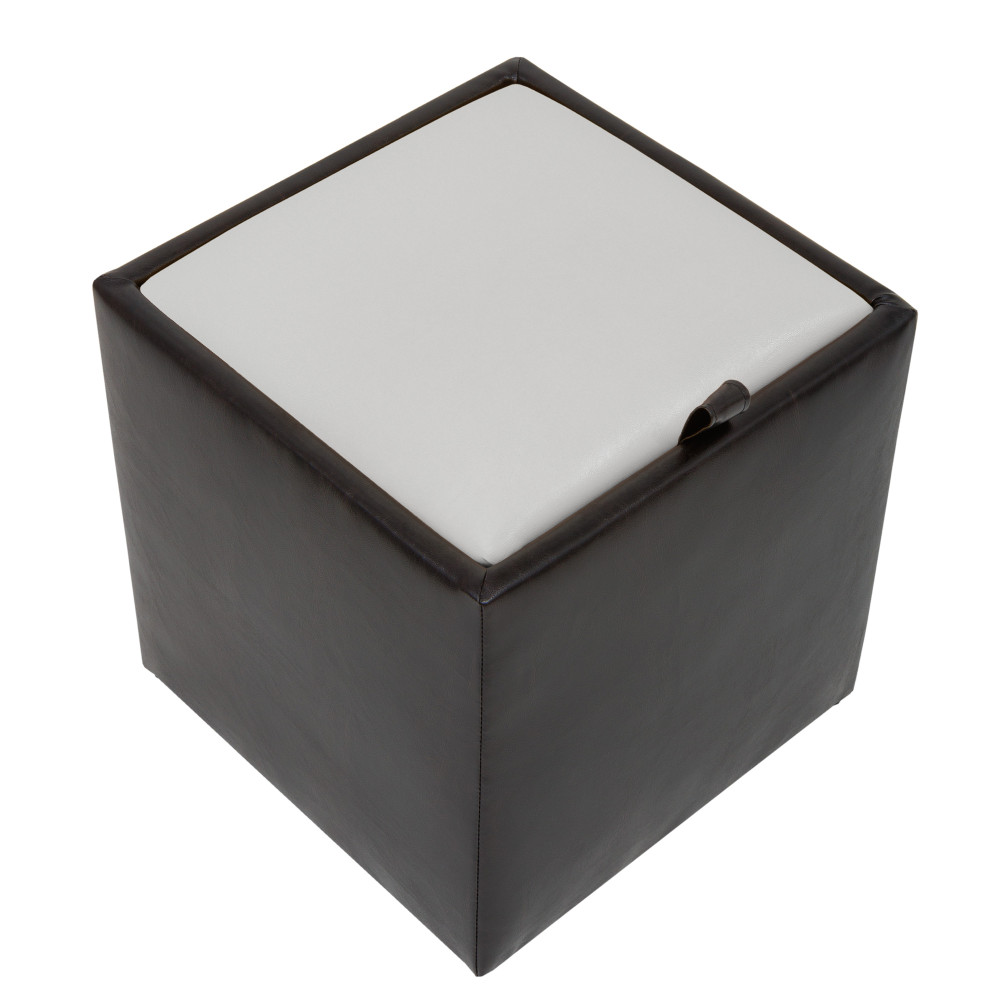 Taburet Box - imitatie piele wenge/alb - 21835/21894 Taburet Box - imitatie piele wenge/alb - 21835/21894