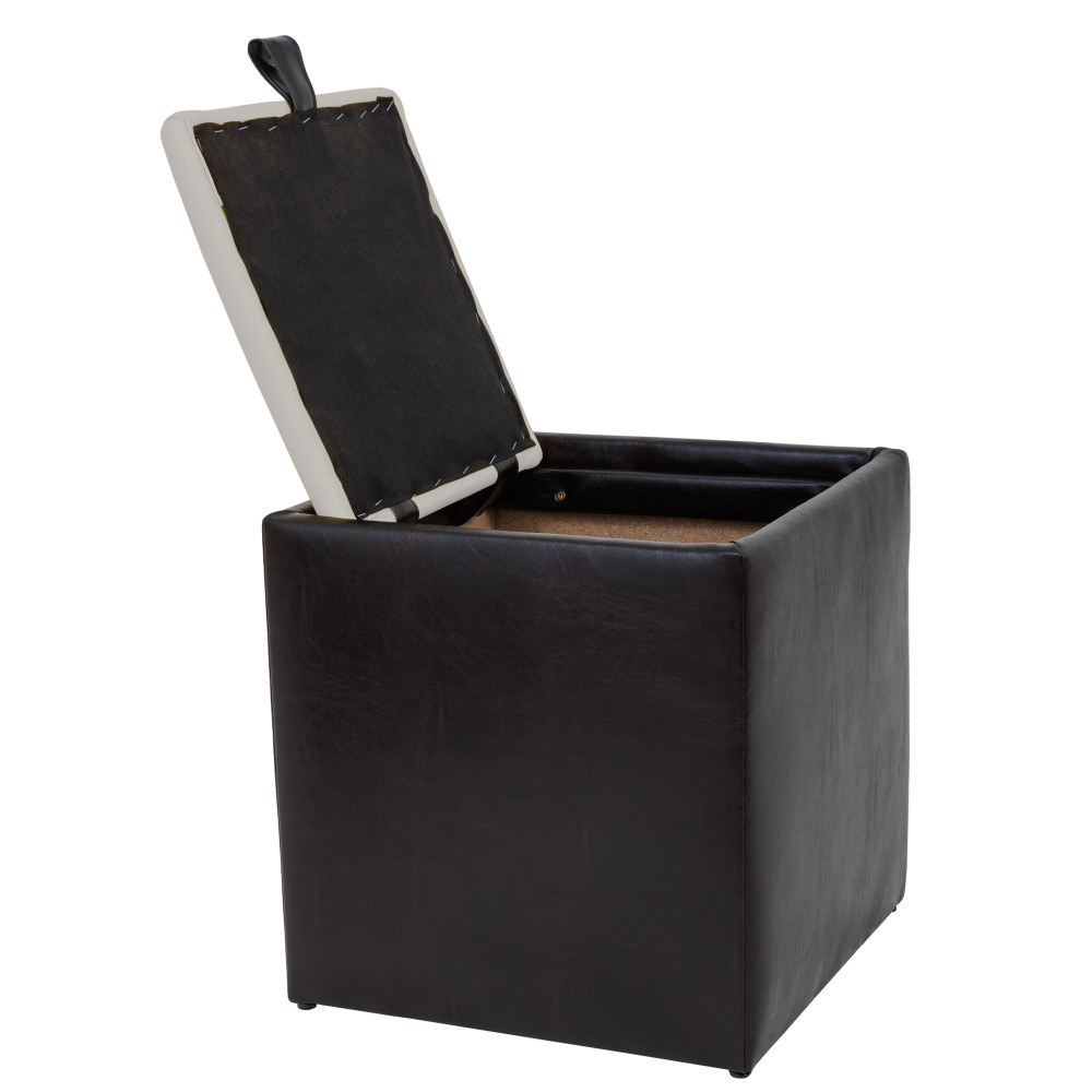 Taburet Box - imitatie piele wenge/alb - 21835/21894 Taburet Box - imitatie piele wenge/alb - 21835/21894