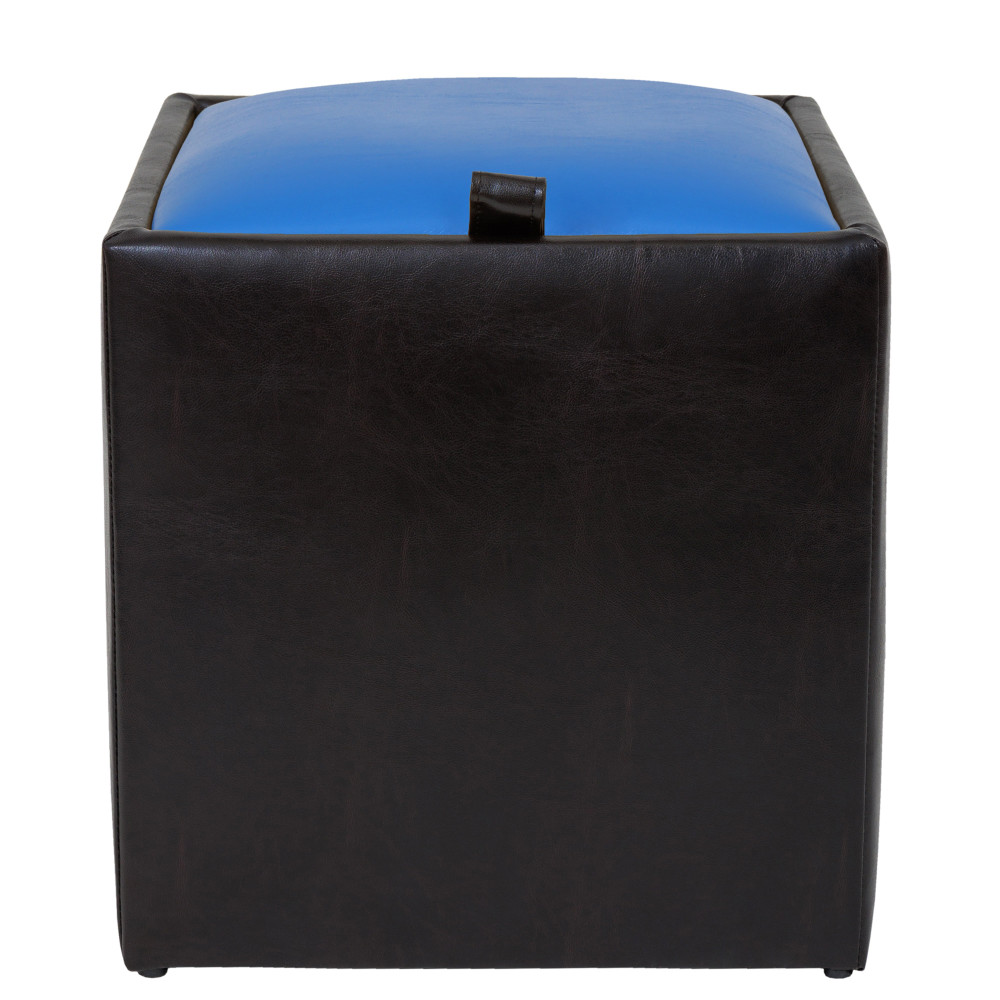 Taburet Box - imitatie piele wenge/albastru - 21835/21898 Taburet Box - imitatie piele wenge/albastru - 21835/21898